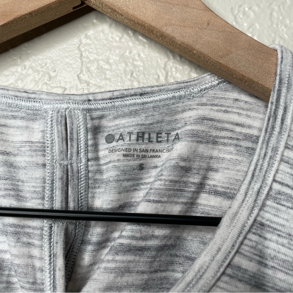 Athleta Essence Spacedye Tie Back Tank Gray Striped Women's Workout Tank Top - Picture 8 of 13